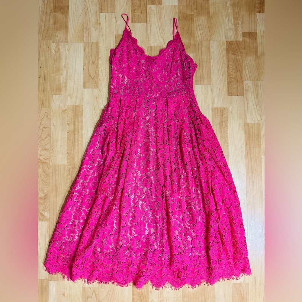 H&M Pink Lace Midi Dress. NWT. Size 4